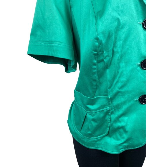 Studio I Womens Green Short Sleeve Button Down Stretchable Shirt Sz 24W - New - Picture 5 of 10